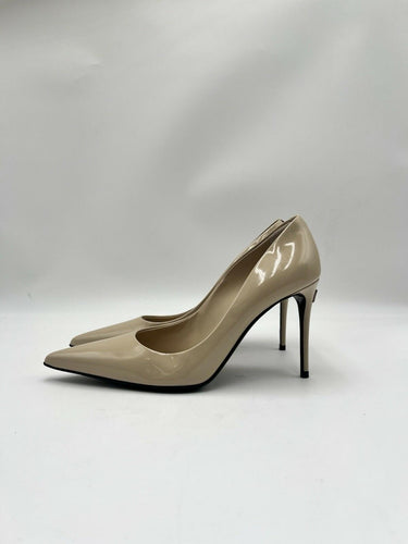 Dolce & Gabbana Kim pointed-toe pump in beige patent leather Size 37.5 Dolce&Gabbana