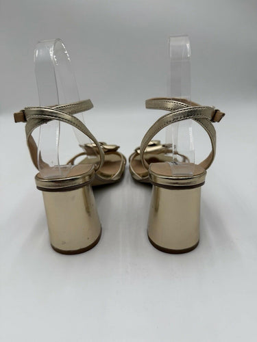 Women’s Saks Fifth Avenue metallic gold Floral sandals Strap Heels Size 7.5M