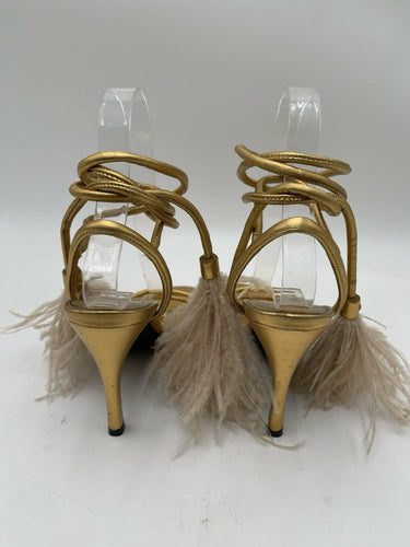 Valentino Garavani metallic gold strappy sandals signature "V" logo Size 35.5 Valentino