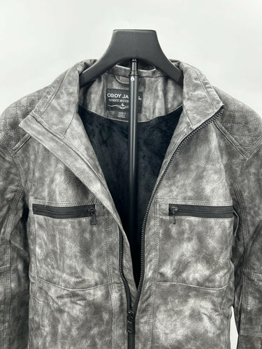 Charcoal Gray Cody James Men's Backwoods 2.0 Leather Zip Jacket Size S