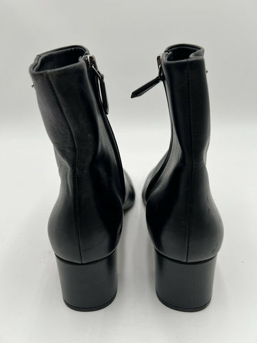 Prada Logo-Plaque Leather Ankle Boots in black Leather Size 36 PRADA