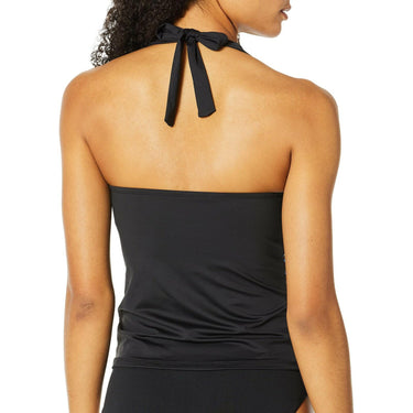 La Blanca Women's V-Neck Halter Tankini Swimsuit Top Swimwear Black Size 8 La Blanca