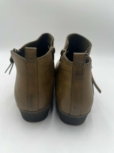 Sugar Brown Faux Leather Double Zipper Low Heel Ankle Booties Womens 10 Sugar