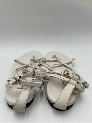 3.1 Phillip Lim White Leather Open Toe Ankle Wrap Gladiator Sandals, Size 37