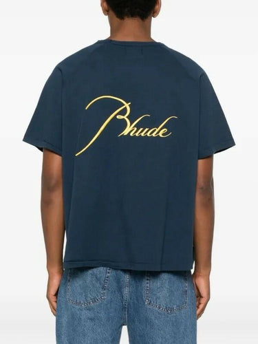 RHUDE Embroidered raglan-sleeve T-shirt  Blue Size 2XL RHUDE