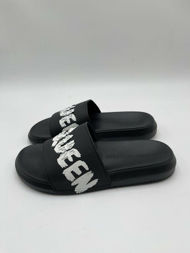 Alexander McQueen Graffiti Logo black rubber pool slide Size 41 Alexander Mcqueen