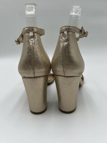 Kelly & Katie Womens Champagne Gold Sandals Block Heel Glitter Ankle Size 7 M