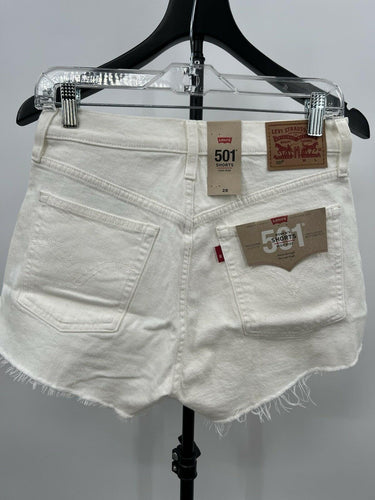 Levi's 501 Shorts High Rise White Denim Cutoff Frayed NWT Size 28 Levi's