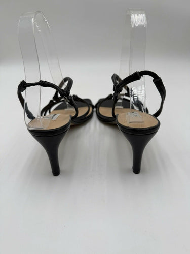 Women’s Saks Fifth Avenue strappy Square Toe Black Leather sandals Size 7M