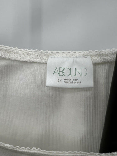 Abound White Ribbed Tank Top Lace Trim Lettuce Hem Cropped - 2X