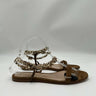 Gianvito Rossi flat sandals in camel suede gold-jeweled ankle strap Size 38 GIANVITO ROSSI