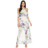 CECE Womens Purple Cold Shoulder Printed Short Sleeve Halter Maxi Dress  Size 4 CeCe