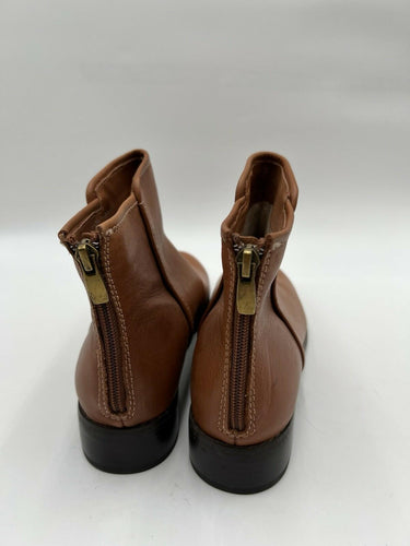 Trotters Tan Leather Back Zip Ankle Boots Size 8.5