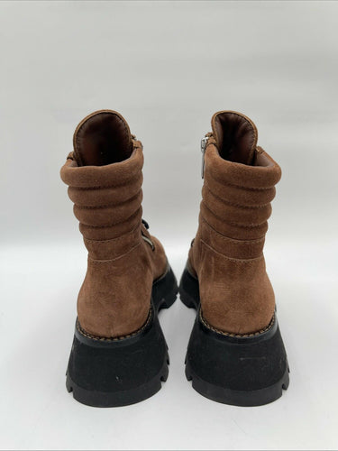 3.1 Phillip Lim Women's Kate Double Zip Combat Boots Saddle Brown Size 35