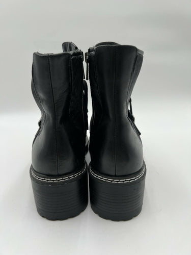 BCBG Generation Black Leather Combat Moto Boots Size 9