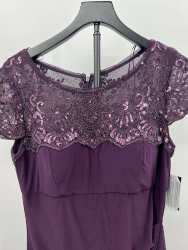Alex Evenings Dress Eggplant Sequin Lace Cape Formal Long Gown 10 Alex Evenings