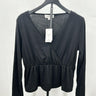 Pink Rose babydoll Woman’s Black top a V-neckline and a ribbed Texture, XL PINK