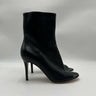 Women’s GIANVITO ROSSI 85mm Napa Peep-Toe Side Zip Booties Black Leather Size 38 GIANVITO ROSSI
