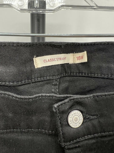 Levis Classic Straight Jeans Womens Black Denim Stretch Straight Leg Size 18W Levi's