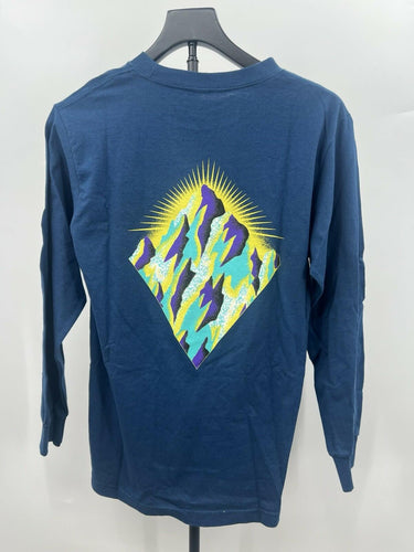Abound Long Sleeve T-Shirt Mens Blue Mountain Sun Graphic Cotton S Abound