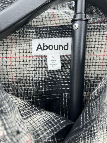 Abound Plaid Flannel Shirt Mens Black Gray Long Sleeve Button Up - L