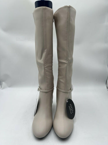 HannaP White Tall Boot Womens Kitten Heel Ankle Strap Size 9M HannaP