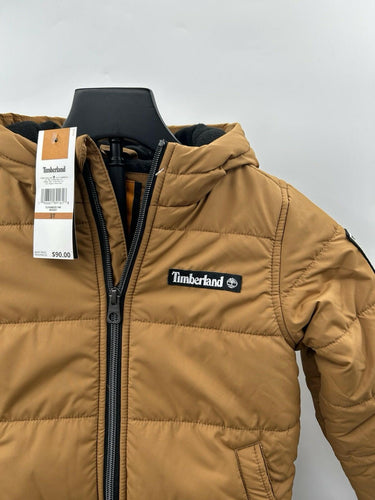 Timberland puffer jacket tan wheat Hooded Full Zip 3T Timberland