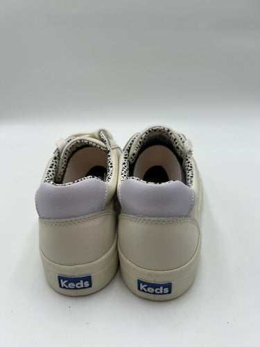 Keds Jump Kick Off White Leather Sneakers Orange Lavender Stripe Size 8.5