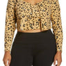 BP. Cropped Rib Cardigan & Camisole Set Women'S Beige Nougat Leopard Size 1X BP.