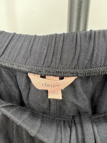 Eberjey Lounge Pants Black Wide Leg Pajama Drawstring Elastic Waist - Size L