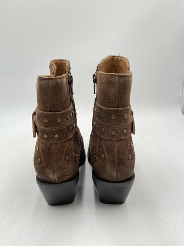 Crown Vintage Kilon Western Brown Leather Bootie Women's Size 6M/36.5
