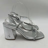 Women’s Stuart Weitzman Soiree Crystal block Silver Leather Heels Size 7.5B Stuart Weitzman