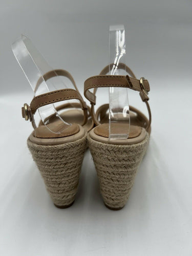 Sofft Balance Espadrille Wedge Sandals Tan Leather Ankle Strap Size 11