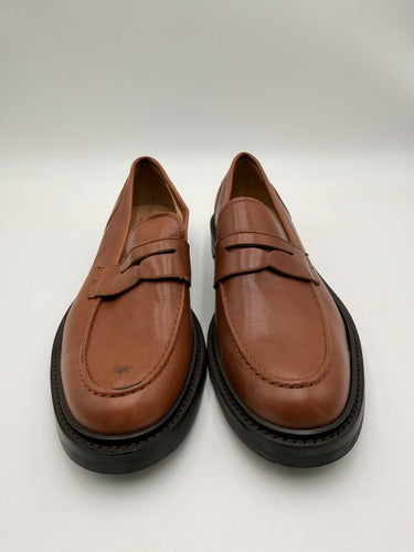 Men’s Saks Fifth Avenue brown leather penny loafers Size 42