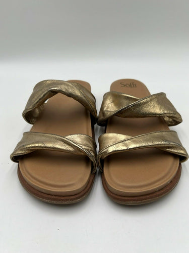Sofft Gold Metallic Twist Slide Sandals Size 9