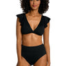 La Blanca Women's Over The Shoulder Ruffle Bikini Swimsuit Top, Black Size 14 La Blanca