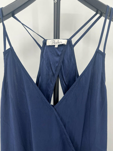 Parker Navy Blue Wrap Front Strappy Jumpsuit Sleeveless - Size M