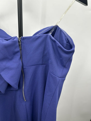 Bebe One-Shoulder Ruffle Woman’s Midi Dress Royal purple size L