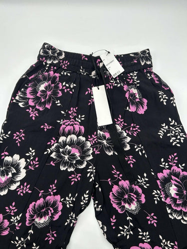 McQ black trousers striking fuchsia and white floral print Pants Size 36