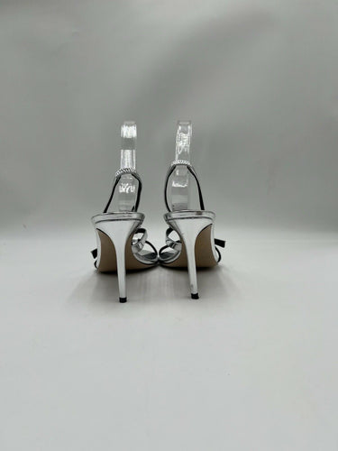 Alexandre Birman Tita 85mm Silver leather slingback sandals Size 38