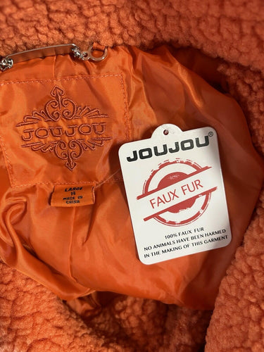 NWT Girl’s JouJou Orange sherpa jacket Button Snap Long Sleeve Size L / 14