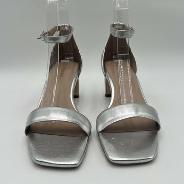 Women's Naturalizer 27 Edit Iriss Silver Block heel Sandal Size 6M Naturalizer
