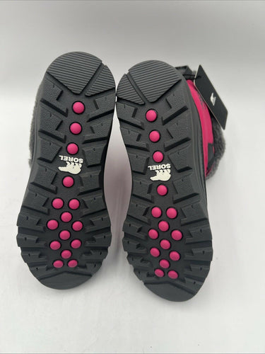 NWOB Sorel Unisex-Child Youth Whitney Carnival Snow Boot Pink-Gray Size 5