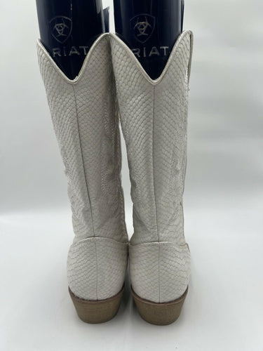 Coconuts Gaucho White Snakeskin Cowboy Boots Size 9.5