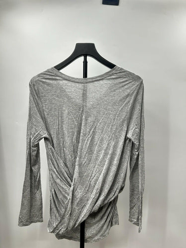 Lanston long-sleeve Woman top lightweight grey jersey fabric and a v-neckline M Fabric
