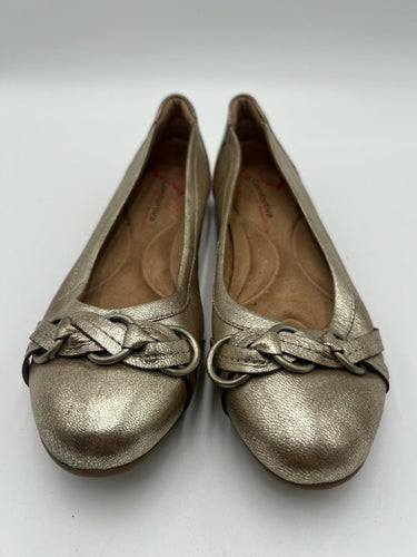 Comfortiva Gold Metallic Ballet Flats Braided Size 9M