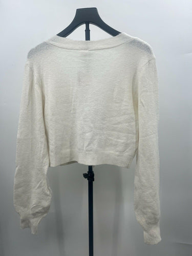 Abound Cardigan Womens Cropped Cable Knit Cream Button Size M Abound