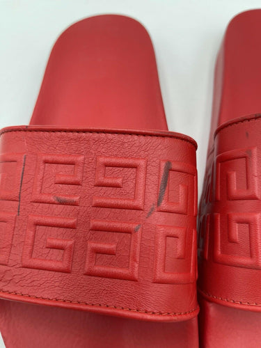 Men’s GIVENCHY 4G Pool Logo Slide Leather Sandals Red Size 41