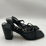 ALOHAS Black Strappy Block Heel Sandals Square Toe Leather Gold Buckle Womens 42 Alohas
