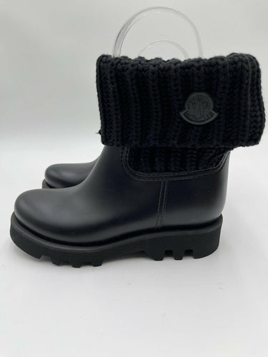 Women’s Moncler Ginette Knit Waterproof Rain Boots in black Rubber Size 35 Moncler